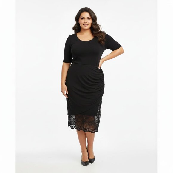 Torrid Black Pencil Skirt Lace Layer Ruched Size 1X Sexy Whimsigoth Grunge - Picture 1 of 10